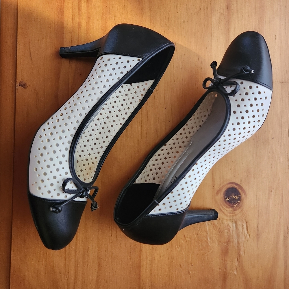 3 inch Comfort Plus black and white heels